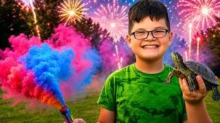 Thumbnail: Caleb BEST DAY EVER! Family Fun Day Kids Finding Turtles, Swimming in GIANT POOL and FIREWORKS!