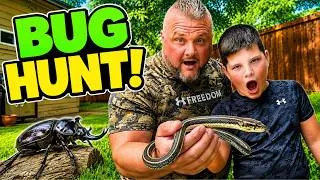 Thumbnail: Caleb's GIANT Bug Hunt! Finding REAL Bugs and a Snake! 🐍