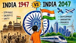 Thumbnail: India 1947 vs India 2047 Poster | My Vision of India 2047 | Viksit Bharat | New India Empowerd India