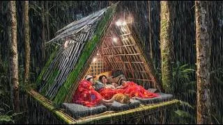 Thumbnail: CAMPING DURING HEAVY RAIN AND THUNDER // Struggling to build a shelter with a cat during rain