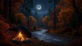 Thumbnail: Deep Sleep in an Autumn Forest 🍂🔥 Campfire and Gentle River Sounds All Night