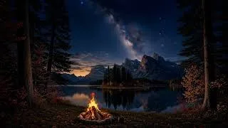 Thumbnail: Fall Night by the Lake 🍂🌙 Relaxing Campfire, Mountain Views & Peaceful Nature Sounds