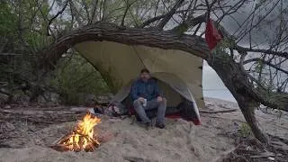 Thumbnail: Camping in the Rain on a Deserted Beach under a Tree