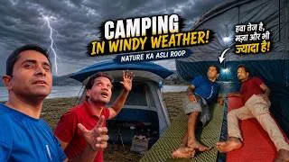 Thumbnail: Cloudy & Windy Weather Camping 🌩️ Big Tent Camping Adventure | Nature Ka Asli Roop | Camping Video