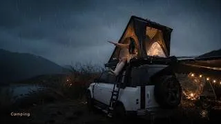 Thumbnail: Solo Camping in the Rain - ASMR | Setting Up a Car-Integrated Tent – ​​Preparing and Enjoying a Meal