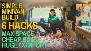 Thumbnail: 6 DIY MINIVAN BUILD HACKS: Simple Minivan to Camper Conversion | Max Space, Utility, Comfort, Budget