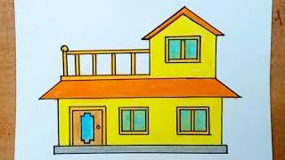 Thumbnail: How to Draw a level House Step by Step |easy house drawing