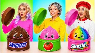 Thumbnail: Me vs Grandma vs Barbie Cooking Challenge! Pink Cake Decorating with Dolls by Candy Land