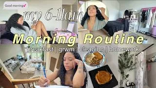 Thumbnail: 6AM-11AM MORNING ROUTINE | breakfast, homework, cleaning, journaling & grwm