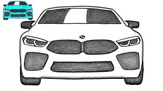 Thumbnail: How to Draw a BMW M8 Competition 🔥 | Easy Step-by-Step Luxury Sports Car Drawing Tutorial