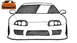Thumbnail: How to Draw a Toyota Supra A80 Front View 🔥 | Easy Step-by-Step JDM Car Drawing Tutorial