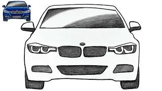 Thumbnail: How to Draw a BMW F30 Front View 🔥 | Easy Step-by-Step BMW Car Drawing Tutorial