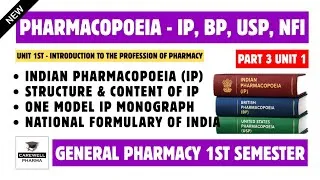 Thumbnail: Pharmacopoeia (Complete) | Indian Pharmacopoeia IP, BP, USP, NFI | Part 3 Unit 1 | General Pharmacy