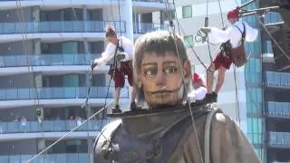 Thumbnail: Day 3. The Giants. Diver and Little Girl Giant in Perth. Royal de Luxe. Perth, Australia