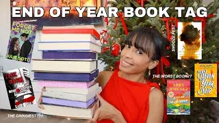 Thumbnail: END OF YEAR BOOK TAG (cringiest book, prettiest cover, lowest rated, fave book, etc!) *bookmas 2024*