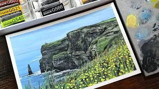 Thumbnail: Painting the Cliffs of Moher in Ireland ☘️ Gouache Landscape Painting Process