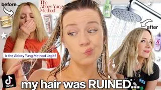 Thumbnail: this *VIRAL* tiktok hack saved my damaged hair... 😭 (i tried the Abbey Yung Method for 6 months)