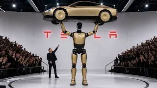 Thumbnail: Elon Musk Unveils Industrial Tesla Bot That Can Literally Lift Cars