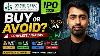 Thumbnail: Symbiotec Pharmalab IPO Review 2026 🔥 | ₹988 पर Buy करें या Avoid? | 56–57x P/E Explained