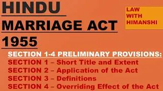 Thumbnail: Hindu Marriage Act 1955 Complete Overview | Sections 1–4 Explained | Preliminary Provisions | LLB