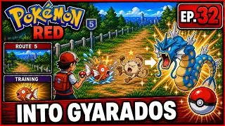 Thumbnail: Pokemon Red Ep. 32 – Magikarp Evolves into Gyarados After Beating Mankey | Retro Gaming