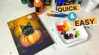 Thumbnail: Quick & Easy Halloween Painting Acrylic | Pumpkin Kitty