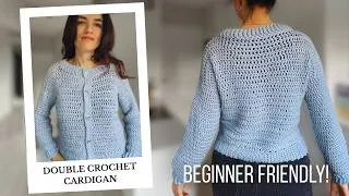 Thumbnail: Easy Crochet Cardigan for Beginners | Step-by-Step Double Crochet