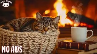 Thumbnail: Warm Fireplace Cat Sleep Music 🐱🔥 Soothing Sounds for Calming, Healing & Deep Relaxation