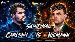 Thumbnail: Hot Game,Semifinal!! Magnus Carlsen vs Hans Moke Niemann in SpeedChess Championship 