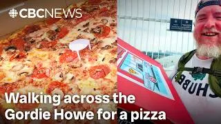 Thumbnail: Carrying a pizza across the Gordie Howe Bridge