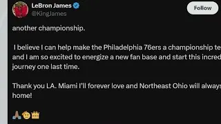 Thumbnail: LeBron James decides to sign with Philadelphia 76ers, not Miami Heat