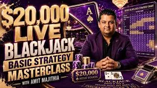 Thumbnail: $20,000 High Stakes Live Blackjack Masterclass in Hindi Amit Majithia