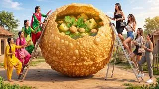 Thumbnail: 🏆 Village Girls vs Rich City Girls | 10-Foot Giant Pani Puri Challenge 😱 Who Wins? 🏆