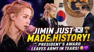 Thumbnail: JIMIN JUST MADE HISTORY! 🇰🇷🏆 PRESIDENT’S AWARD LEAVES ARMY IN TEARS! 💜