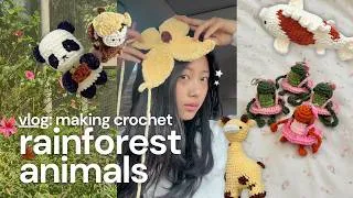 Thumbnail: crochet rainforest animals/plushies 🌺🌴 | crochet vlog, cafe hopping (+patterns)