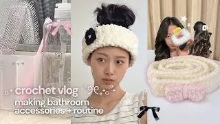 Thumbnail: crochet bathroom accessories 🫧🎀 | crochet vlog, aesthetic bathroom decor, haircare & kbeauty