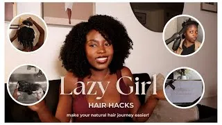 Thumbnail: 3 natural hair hacks for lazy naturals + mini length check + 4a-4b curly clip ins on short hair!