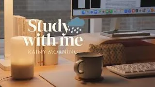 Thumbnail: 🌧️ 3-HOUR STUDY WITH ME on a RAINY DAY | Pomodoro 50/10 | Rain Sound, No Music