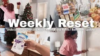 Thumbnail: *NEW* Weekly Reset| Undecorate with me| Grocery Haul | Restock & Bathroom Update #cleaningmotivation