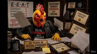 Thumbnail: I need more E-E-A-T?#chainsawchicken #satire #seo #eeat 