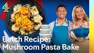 Thumbnail: Cook Once, Eat Twice Simple Mushroom Alfredo Pasta Bake | Batch From Scratch