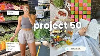 Thumbnail: changing my life in 50 days 👟 project 50 week 4, practicing discipline, balance, and healthy habits