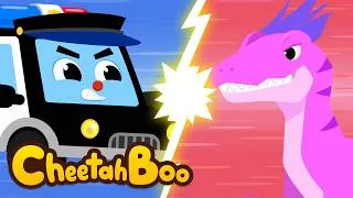 Thumbnail: Can a Police Car Beat a Raptor?! 😱 | Cars vs Dinosaurs🔥| Dinosaurs for Kids | #Cheetahboo