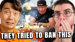 Thumbnail: They Tried to Ban This Video... (Uncle Roger Giant Egg Fried Rice React)