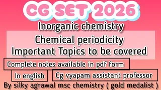 Thumbnail: CG - SET 2026 Chemical Science Inorganic Chemistry Chemical Periodicity Important Topics In English 