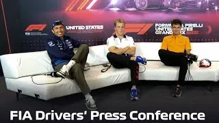 Thumbnail: F1 United States Pre-race Drivers Press Conference 2024 Group 2 ( Lawson, Norris nd Albon)