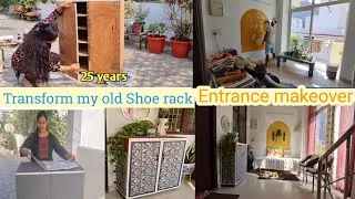 Thumbnail: 25 years old wooden Shoe Cabinet Makeover&Organization Simple organization Entryway Decoration ideas