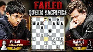 Thumbnail: Trying to sacrifice queen to carlsen || Vihaan Jammalamadaka vs Magnus Carlsen...!!!🔥