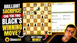 Thumbnail: Brilliant Chess Sacrifice! Can You Find Black’s Winning Move? #Chess64 #ChessPuzzle