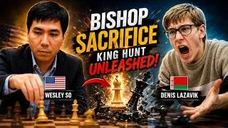 Thumbnail: Wesley So Sacrifices a Bishop, Tears Open Denis Lazavik’s King, and Keeps Attacking